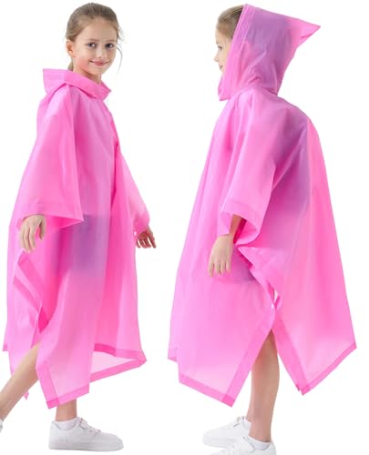 Rain Poncho for Kids(2 Pack) Waterproof Reusable EVA Raincoat One Size Rain Jackets for Children,Boys and Girls