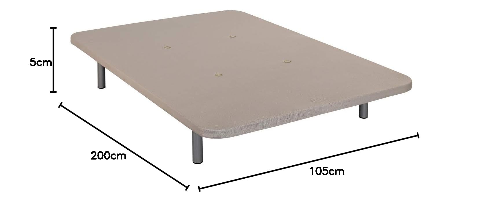 Santino Base Tapizada Reforzada 3D con válvulas aireadoras y Juego de 6 Patas 105 cmX200 cm