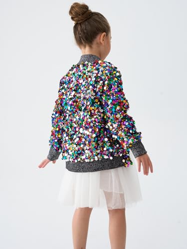 Image of 2Bunnies Girl Ombre Pastel Gradient Shimmer Sparkle Colorful Sequin Bomber Jacket