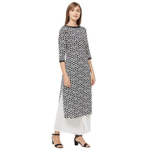 Image of GoSriKi Women's Multi-Coloured Crepe Straight Calf Length Ethnic Printed Kurti(Pack of 2)(KURTI-COMBO-104 Multi-Coloured)