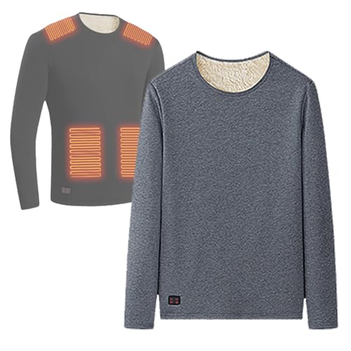 TOVCHEI Electric Heated Underwear Unisex USB Smart Heated Thermal Underwear 3-Level Temperature for Skiing, Cycling, Fishing,Gray a,XXL