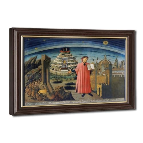Impression sur toile Dante et son poème de Michelino cadre 20x30 cm pour salon