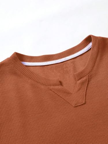 Image of TAGDO Men's Waffle Knitted V Neck|T Shirt for Man|Waffle|Cotton|Casual| Regular Fit Tees (2012)