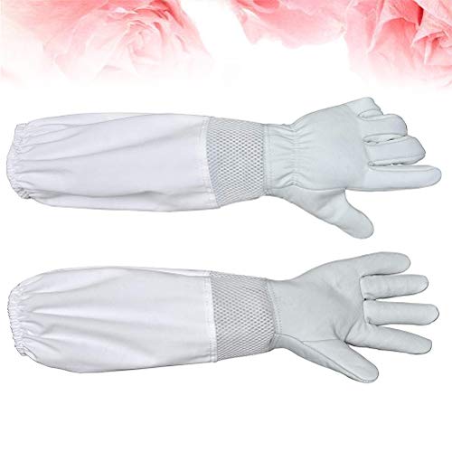 LIOOBO 1 Paar Imkerhandschuhe Ziegenlederhandschuhe mit Langen Ärmeln für Anfänger Professionelle Imker Größe XXL (Weiß) – Bild 8
