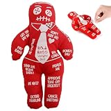 Qoidrfofse Poupée vaudou, poupée d'horreur effrayante en Coton et Polyester pour soulager Le Stress, Farce et décoration d'halloween, 13 x 21, 5 cm, Rouge