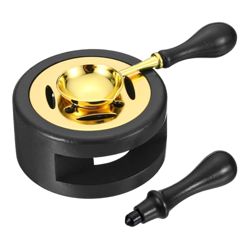 PATIKIL Wax Seal Kit, 1 Set Wax Seal Warmer Melting Spoon Wax Seal Stamp Handle Melt Stove Pot Furnace Tool for Melting Wax Sealing Beads, Black