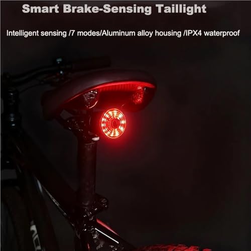 Feu arrière de vélo à stop intelligent et éclairage extérieur rechargeable