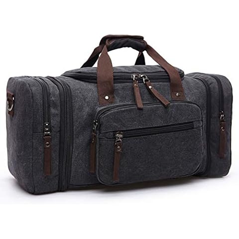 Naxdawon Travel Duffle Bags for Men and Women Canvas Overnight Weekend Bag Large Capacity Carry on Bag Travel Tote Oversized Handbag for Travel Business Sports (Black) Cover