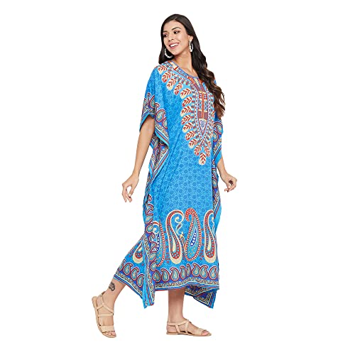 Image of Oussum Women Polyester Casual Long Plus Size Beach Caftan Cover Up Maxi Dress 1X-3X Summer Kaftan Dresses for Women
