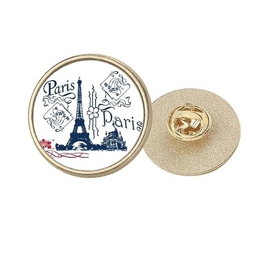 Broche Tour Eiffel France Paris line dessin rond métal doré clip taille M pour femme