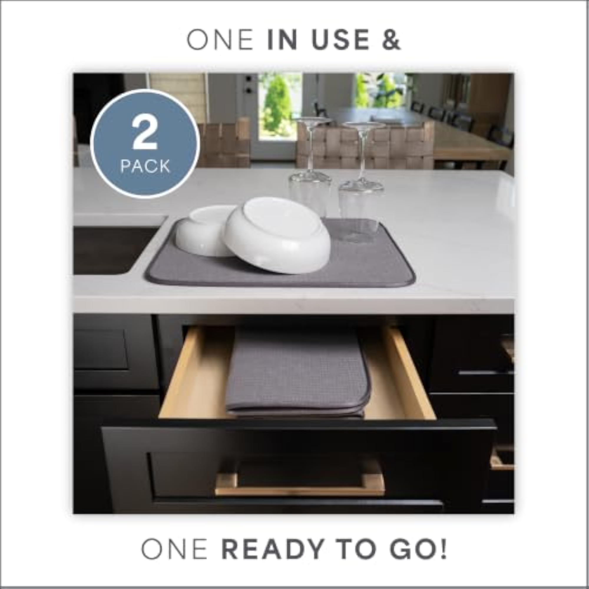 Highly Absorbent Microfiber Kitchen Counter Mat Value Pack
