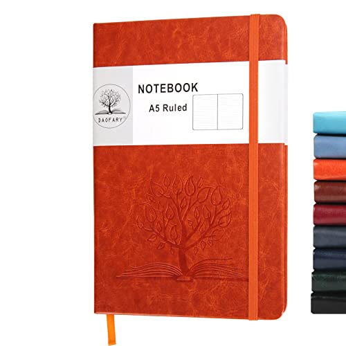 Daofary A5 Journal Notebook, Leather Ruled Notebooks 160 Pages Diary 100Gsm Thick Paper Writing Hardcover Notebook With Pocket For Work Men Woman 8.4 X 5.7 In #TOP1