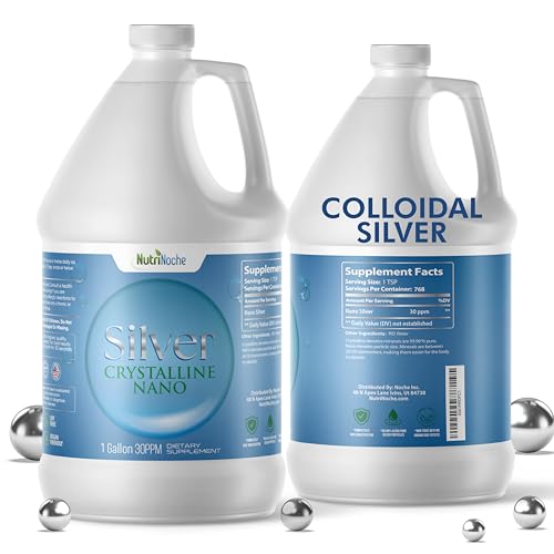 NutriNoche Colloidal Silver Liquid Supplement - Premium Silver for Immune Support - (1) Gallon Bottle - 99.99% Ultra Pure Crystalline Nano Particles - 30 ppm