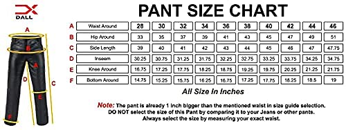 Dallx Motorcycle Leather Pant For Men Cow Skin Grain Cowhide Leather Pant For Bikers (Wasit/34) Black #TOP4