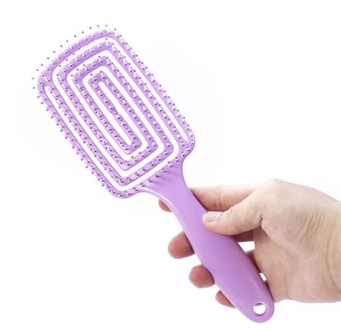 Image of XELYTON Detangling Hair Brush for Pain-Free Brushing on All Wet or Dry Hair Types, Fluffy High Skull Plant Fiber Pork Rib Comb Bristles, Vented Brush, Wheat Straw Hair Brush Hollow Out Styling Comb (Rectangular Shape)
