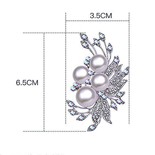 Qisogy Pearl Flower Brooch Pin Rhinestone Pearl Pin Baroque Fashion Crystal Pin Jewelry For Women And Girls Cardigan Clip Lapel Clip Shirt Clip Wedding Valentine's Day Christmas(Silver) #TOP3