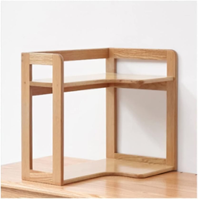 Étagère en bois massif de bureau design minimaliste à 2 niveaux