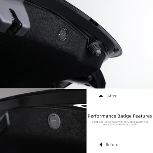Image of BETTERHUMZ Car Rear Trunk Tailgate Switch Button Trim Compatible with Tesla Model 3 2020-2023 Model Y 2020-2024 Carbon Fiber Remind Sticker Interior Accessories (Black)