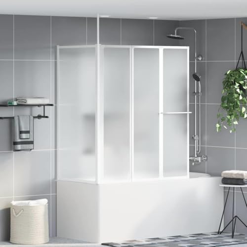 Mampara de bañera plegable de 120 x 70 x 137 cm con panel de aluminio 2