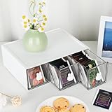 Caja para Te, Apilable para Organizador de Te, Caja de Te de 3 Compartimentos, Caja para Tes de Bolsa de Empujar y Tirar,...