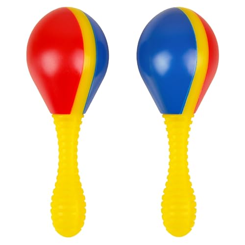 A-Star Coppia di maracas in plastica piccoli - Sonaglio shaker da 13 cm, strumento ritmico a percussione - Blu e rosso
