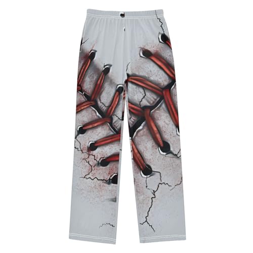 Pajama Pants Baseball Pattern Long Sleep Pants Lounge Bottoms