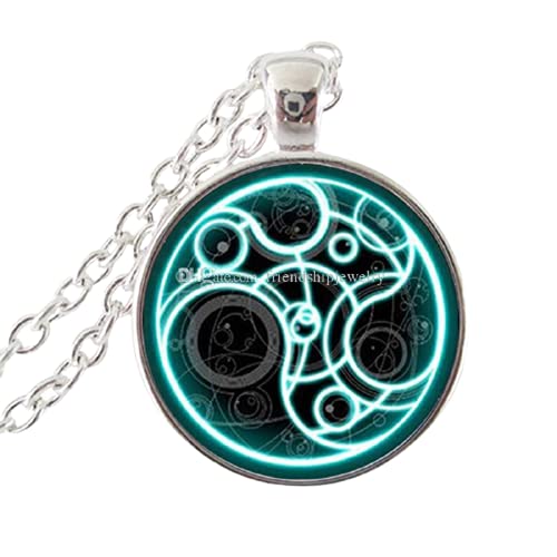Doctor Who Halskette The Time Stamp in Gallifreyan Anhänger Steampunk Tradis Time Lord Jewelry Dr. Who Time Travel Space Nebula Halskette Geschenke Cover