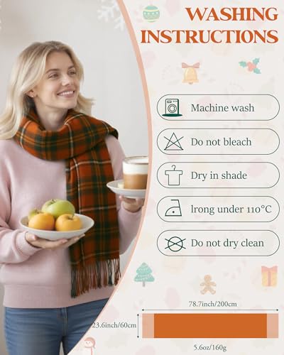 YSense Women's Long Plaid Blanket Scarf Chunky Oversized Winter Fall Warm Big Tartan Scarves Wrap Shawl Ladies Gifts3