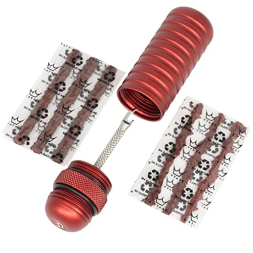 Peaty's Kit Riparazione Tubeless MTB con Forcella Singola - Tappatore Pratico per Forature Pneumatici Bici, 3 Connettori da 3 mm e 1,5 mm, Set Completo per Riparazioni Rapide - Rosso