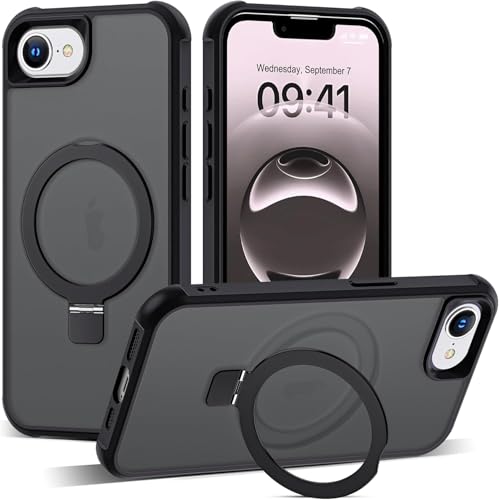 Image of iPhone 16e Magsafe Stand Case | Matte Design & 360 Protection | Military-Grade Apple iPhone 16e Cover | Ultra Premium - Black