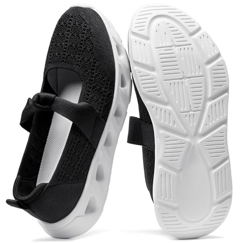 Image of BOSTANTEN Comfortable Mary Jane Sneakers for Women - Lightweight & Breathable, Slip On Casual Shoes 2026, Wide Toe Box, Cushioned Sole for All-Day Walking /Work