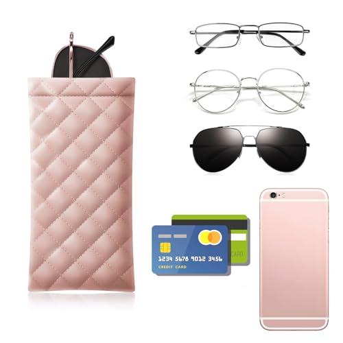 Image of Soft Sunglass Case PU Leather Squeeze Top Eyeglass Case Portable Sunglass Pouch Organizer Bag