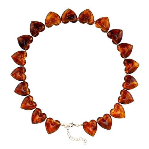 Collier ras du cou cœur ambre vintage pour femme : l'accessoire tendance idéal