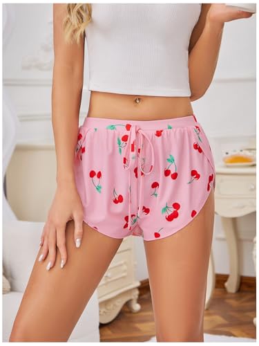 Image of MakeMeChic Women's Pajama Bottoms Floral Print Tie Front Micro Short Side Slit Summer Lounge Shorts