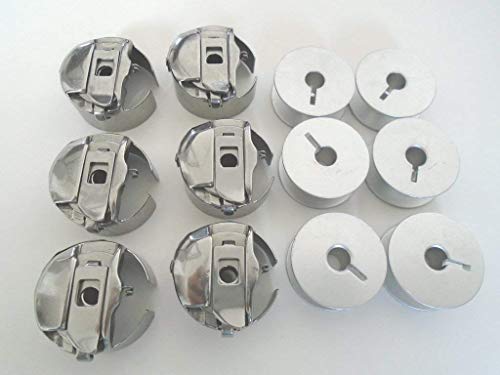 NGOSEW 6 Bobbins & 6 Bobbin Cases Large M Size for Handi Quilter 16, Handi Quilter 18 Avante Quilting Machines