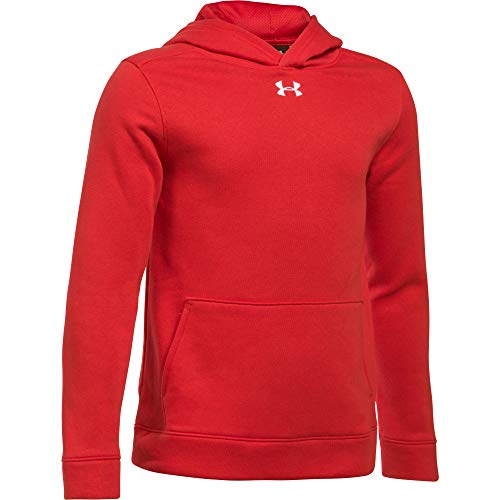 Under Armour Boys' Hustle Fleece Hoodie , Red (600)/White , Youth Medium