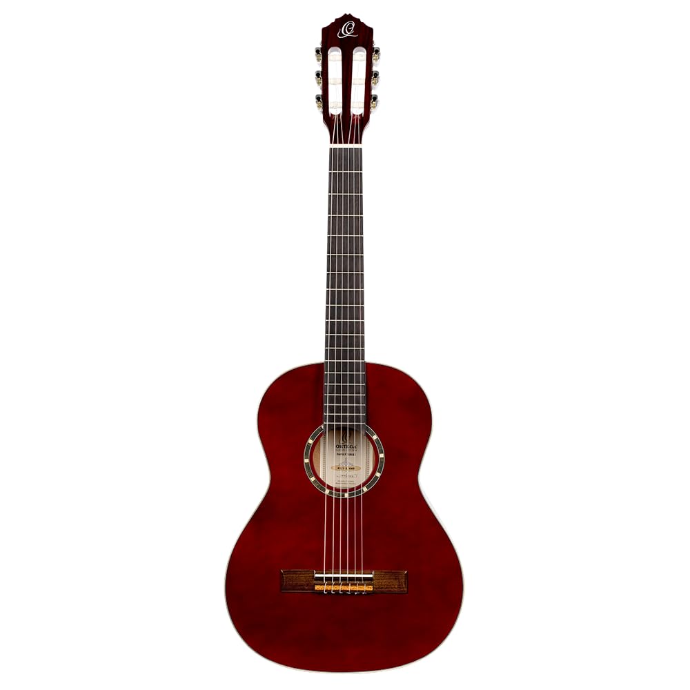 Ortega Guitars 3/4 Konzert Gitarre – Family Series – Inklusive Gig Bag – Fichte, Mahagoni, Rot (R121-3/4WR)