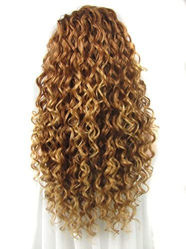 Ebingoo Brown Lace Front Wig For Women Honey Blonde Wig Light Long Curly Brown Synthetic Wig Caramel Hair Wig For Women Girls Daily Wear #TOP1