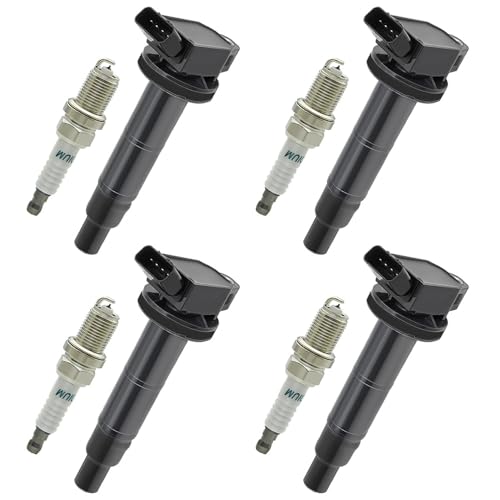 Image of 4 PCS UF333 Ignition Coil Pack & Iridium Spark Plugs Compatible with Toyota L4 2.4L 2002-2011 Camry, 2009-2010 Corolla, 2009-2010 Matrix, 2001-2007 Highlander,2002-2003 RAV4, 2002-2006 Solara UF494