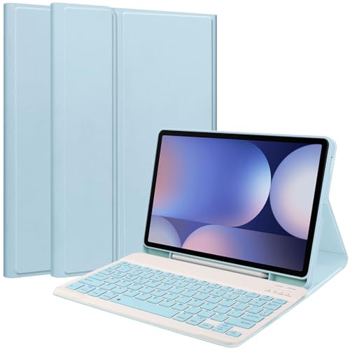 Image of Keyboard Case for Samsung Galaxy Tab S10 Ultra /S9 Ultra /S8 Ultra 14.6inch, Magentic Protective Cover with S-Pen Holder, Detachable Wireless Bluetooth Keyboard, Blue