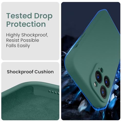 Image of FireNova Designed for iPhone 14 Pro Max Case, Silicone Upgraded [Camera Protection] Case, Soft Anti-Scratch Microfiber Lining Inside, 6.7 inch, Midnight Green