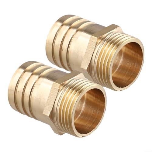 Gdfnmogo Lot de 2 raccords filetés en laiton pour tuyau d'arrosage de bassin de jardin, piscine, connexion mâle (2,5 cm mâle x 32 mm)