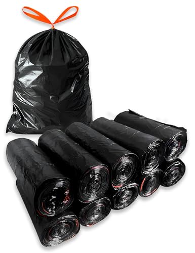 OEONNHCC 4 Gallon black Trash Bags - Drawstring small trash Bags for Bathroom, Kitchen, Bedroom, Office, 200Count, Durable & Thick Trash Bag