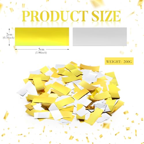 Image of Sumind 200 Grams Large Gold Silver Confetti Foil Glitter Metallic Shredded Paper Filler Throwable Scatter Table Party Confetti for Wedding Graduation Birthday Baby Shower Celebrations Xmas Party Decor