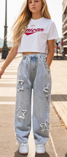 SANGTREE Womens Wide Leg Jeans Elastic Waist Denim Pants Baggy Jeans for Womens，S-XXL4