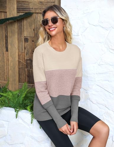 Image of Zeagoo Women's 2025 Fall Sweaters Casual Long Sleeve Crew Neck Ribbed Knit Side Slit Pullover Sweater