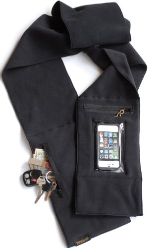 Peepsnake Smartphone Scarf, Premium Polartec, Small & Plus Phone Pocket Window, Black, Unisex