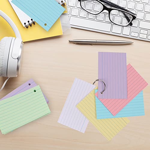 300Pcs 3X5 Inch Index Cards, Multicolor Lined Flash Cards With Rings Ruled Index Cards Punched Note Cards For Study, Record Home Classroom Office #TOP7