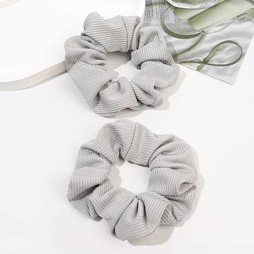 Image of Hair Scrunchies for Women - Hair Ties No Damage Both for Thick Hair or Thin Hair Curl Hair No Crease Gray Scrunchies Ponytail Holder No Hurt Your Hair