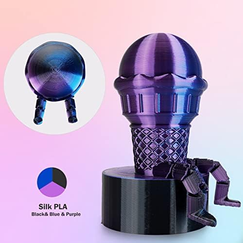 ERYONE Tri Color Silk PLA Filament 1.75mm, 3D Printer Filament PLA +/-0.03mm 1KG/ Szpula, Jedwab Niebieski Fioletowy Czarny (Niebieski Fioletowy Czarny)